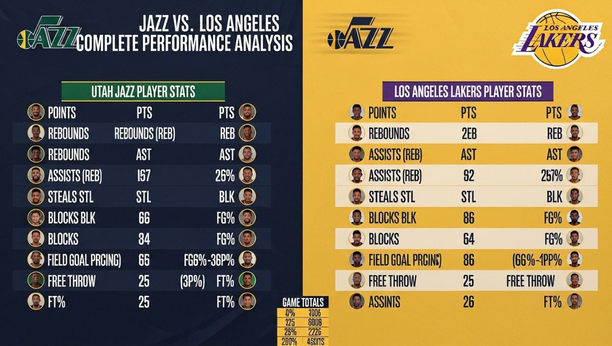Utah Jazz vs Lakers Match Player Stats